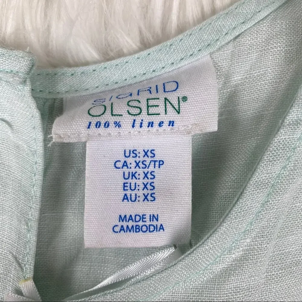Sigrid Olsen Women's Sleeveless Tunic Blue‎ Size XS 100% Linen